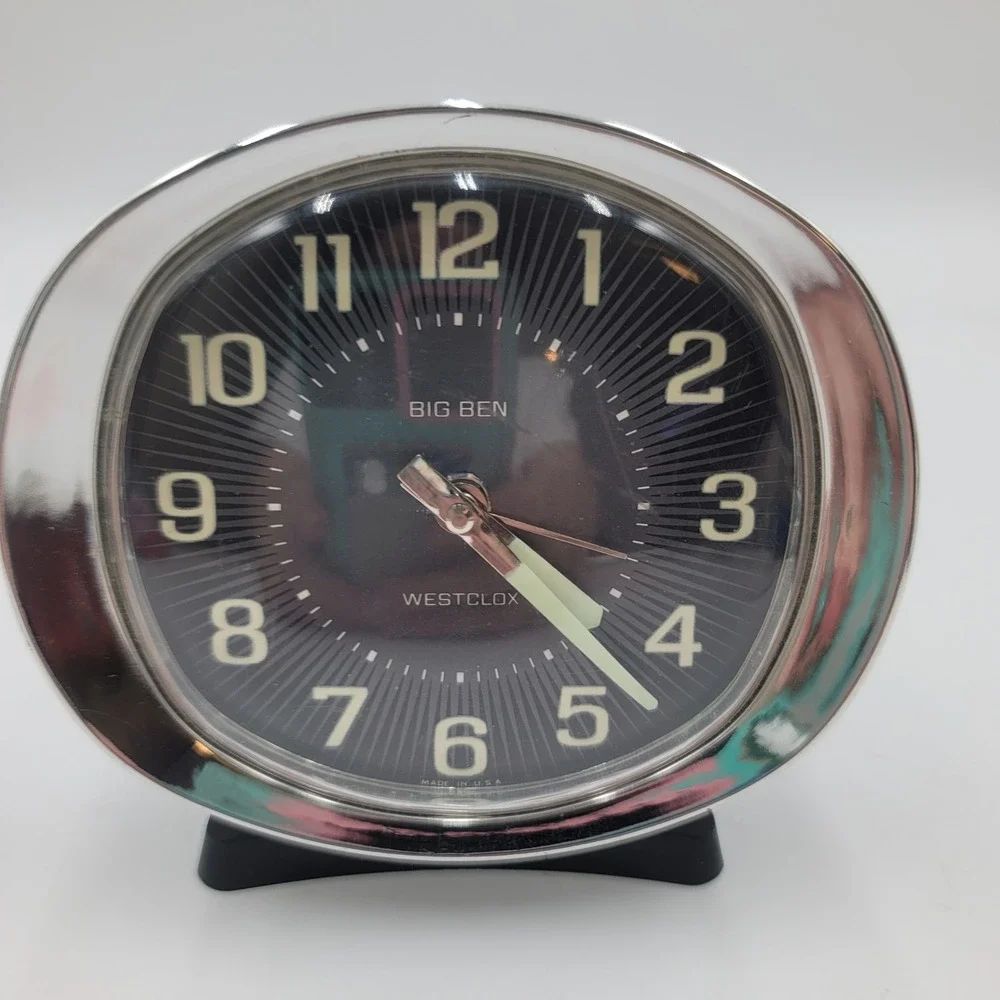 Vintage Westclox‎ Big Ben Alarm Clock Black Dial Chrome MCM Wind Up Made in USA